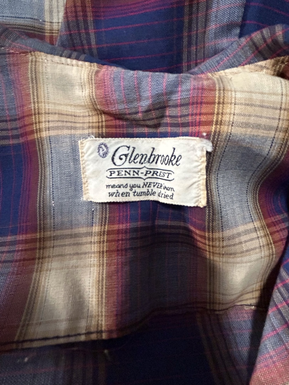 Vintage 60’s Sleeveless Plaid Button-Front Dress Navy Brown Retro Plaid Timeless - Picture 10 of 10